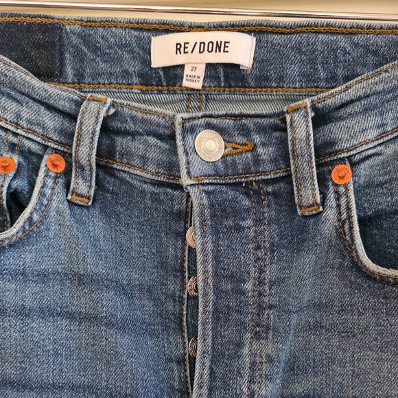 RE/DONE Comfort Stretch High Rise Stove Pipe Mid 70s Size 27 - Picture 2 of 7